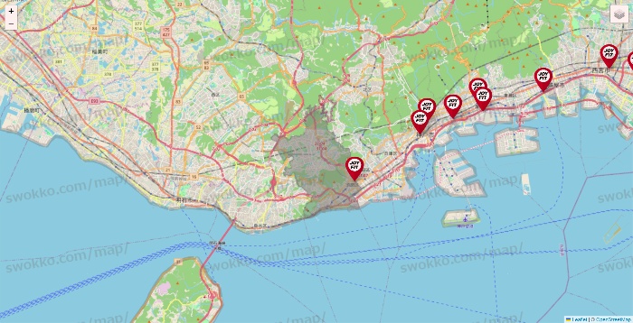 兵庫県のJOYFITの店舗地図