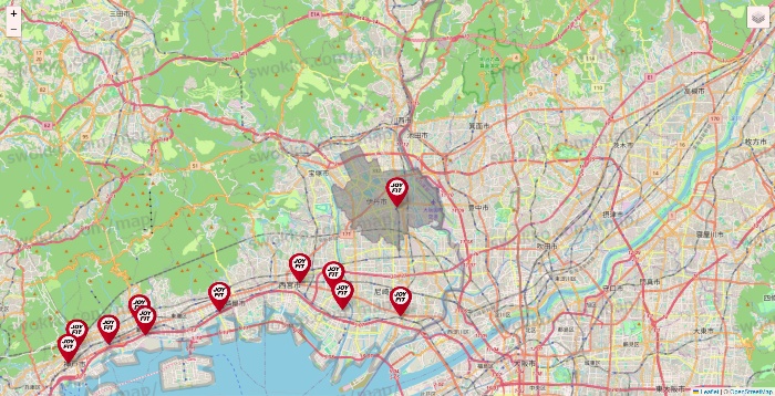 兵庫県のJOYFITの店舗地図