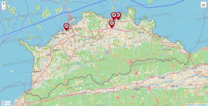 香川県のJOYFITの店舗地図