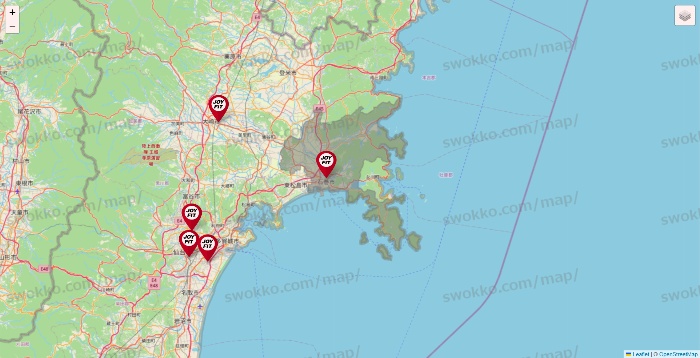 宮城県のJOYFITの店舗地図