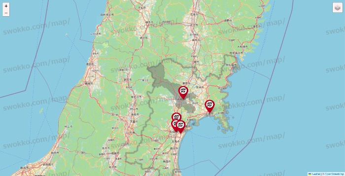 宮城県のJOYFITの店舗地図