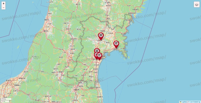 宮城県のJOYFITの店舗地図
