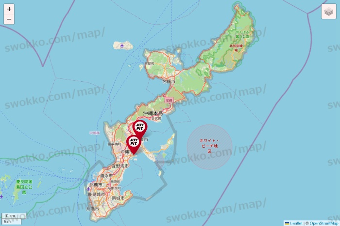 沖縄県のJOYFITの店舗地図