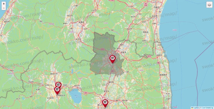 福島県のJOYFITの店舗地図