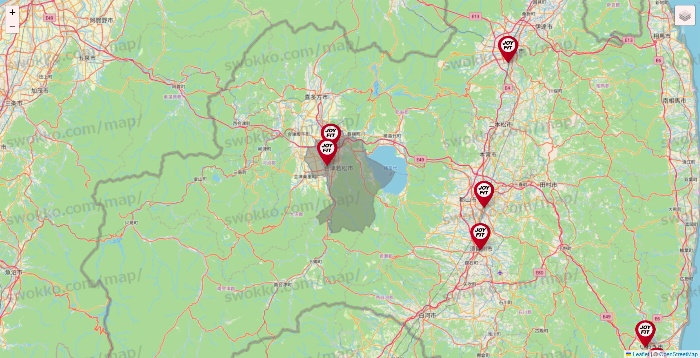福島県のJOYFITの店舗地図