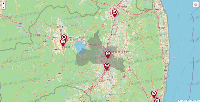 福島県のJOYFITの店舗地図