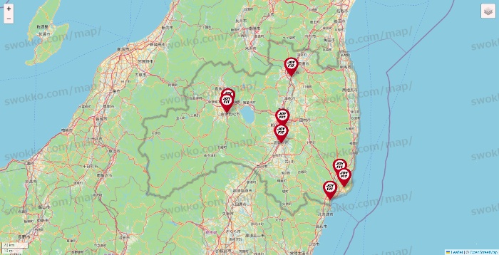 福島県のJOYFITの店舗地図