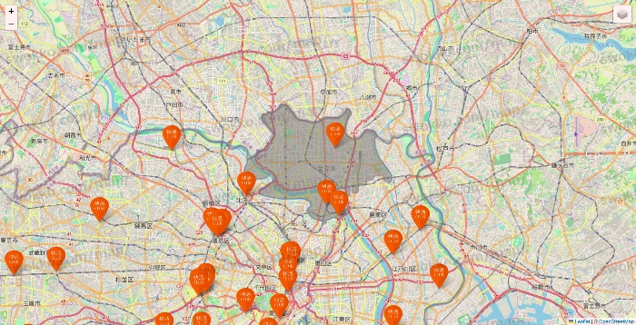 東京都の快活CLUBの店舗地図