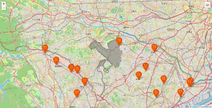 神奈川県の快活CLUBの店舗地図