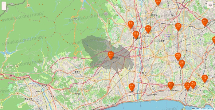 神奈川県の快活CLUBの店舗地図