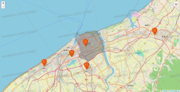 新潟県の快活CLUBの店舗地図