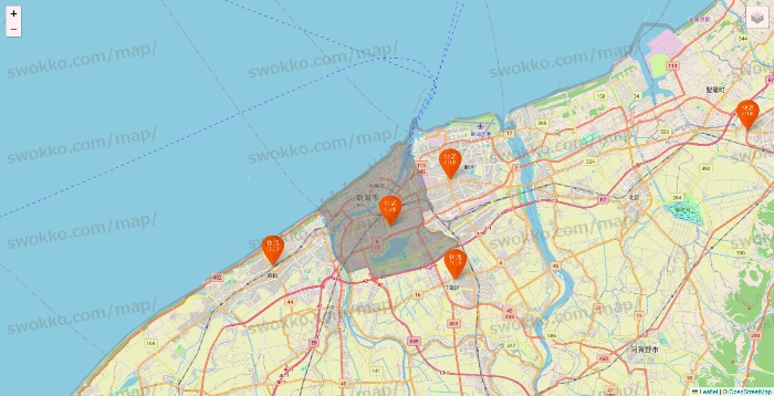 新潟県の快活CLUBの店舗地図
