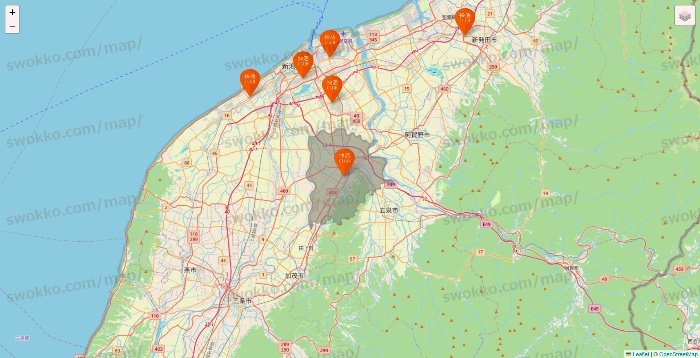 新潟県の快活CLUBの店舗地図