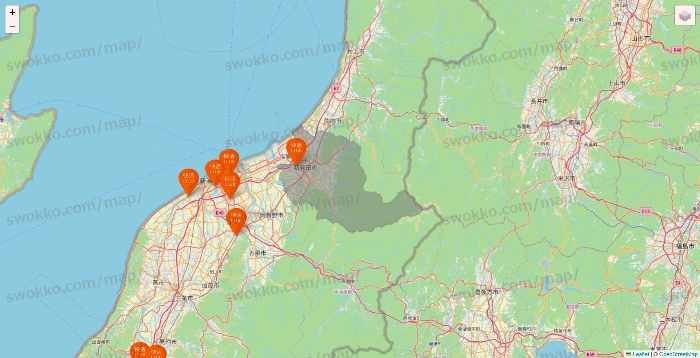 新潟県の快活CLUBの店舗地図