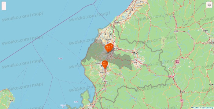 福井県の快活CLUBの店舗地図