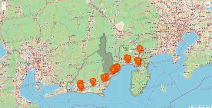 静岡県の快活CLUBの店舗地図