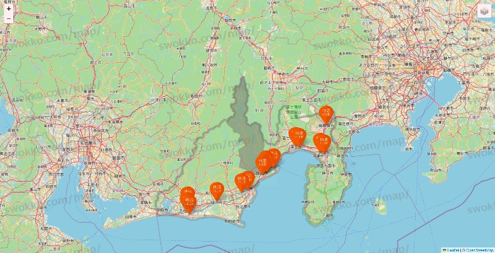 静岡県の快活CLUBの店舗地図