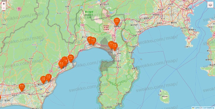 静岡県の快活CLUBの店舗地図