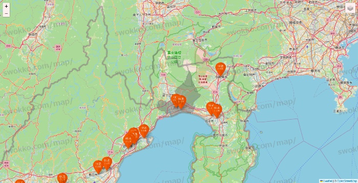 静岡県の快活CLUBの店舗地図