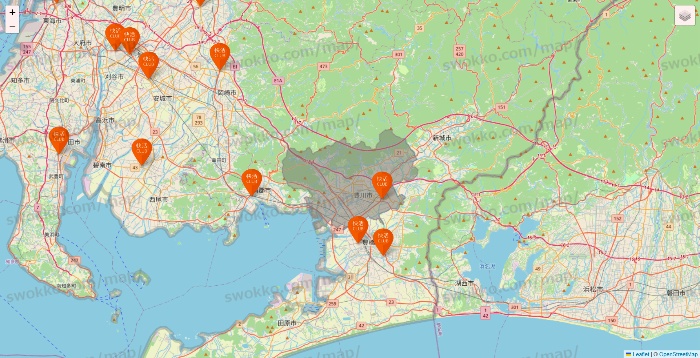 愛知県の快活CLUBの店舗地図