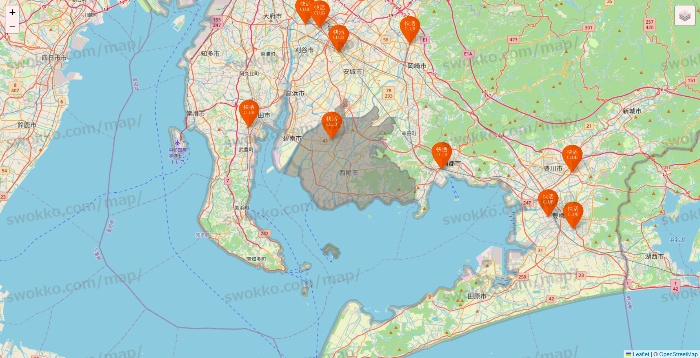 愛知県の快活CLUBの店舗地図