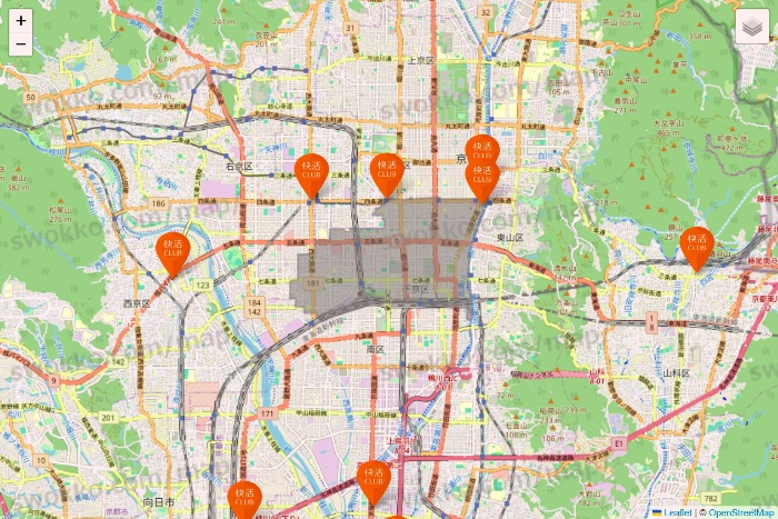 京都府の快活CLUBの店舗地図