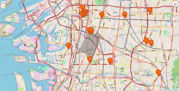 大阪府の快活CLUBの店舗地図
