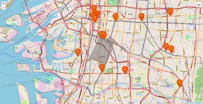 大阪府の快活CLUBの店舗地図