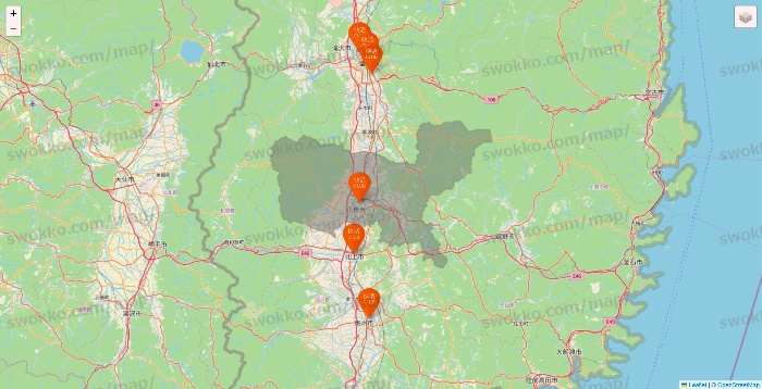 岩手県の快活CLUBの店舗地図