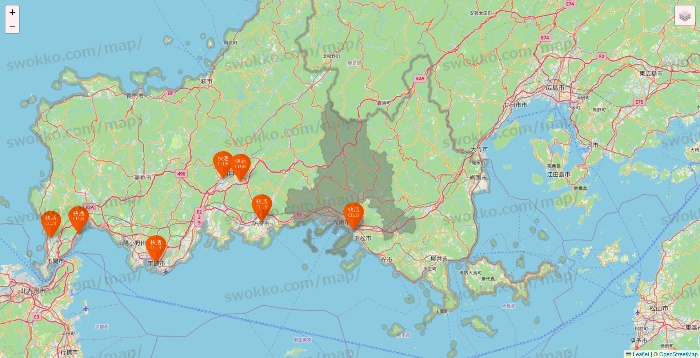 山口県の快活CLUBの店舗地図