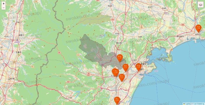 宮城県の快活CLUBの店舗地図