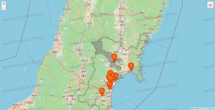 宮城県の快活CLUBの店舗地図