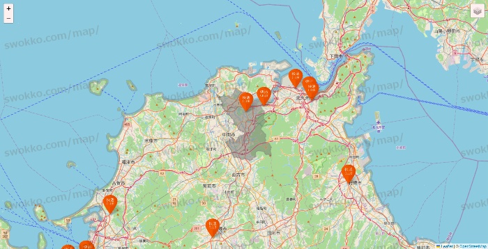 福岡県の快活CLUBの店舗地図