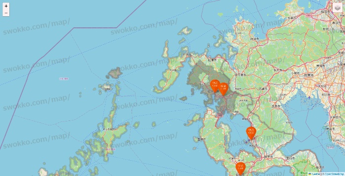 長崎県の快活CLUBの店舗地図