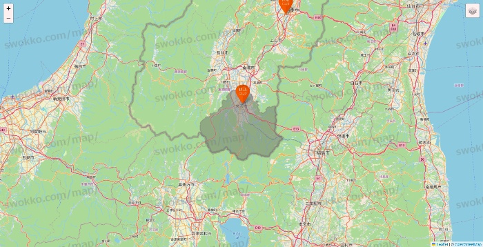 山形県の快活CLUBの店舗地図