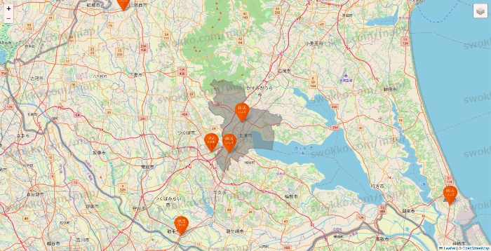 茨城県の快活CLUBの店舗地図