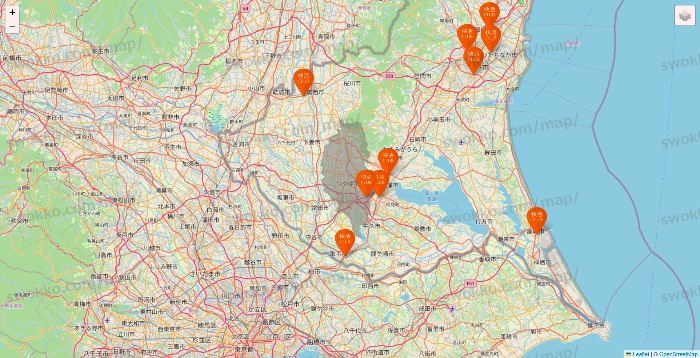茨城県の快活CLUBの店舗地図