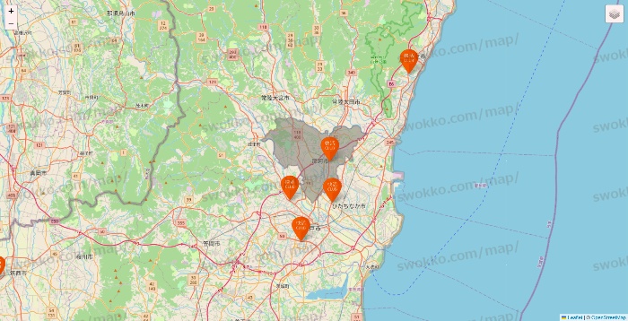 茨城県の快活CLUBの店舗地図