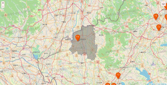 茨城県の快活CLUBの店舗地図