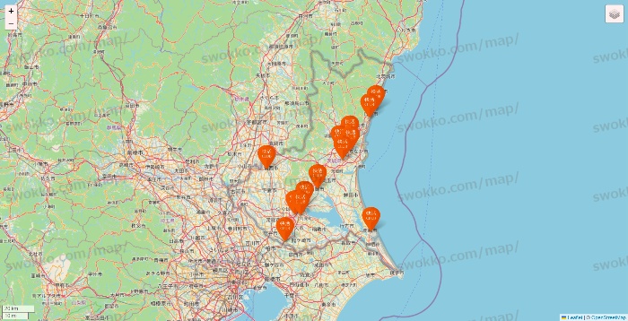 茨城県の快活CLUBの店舗地図
