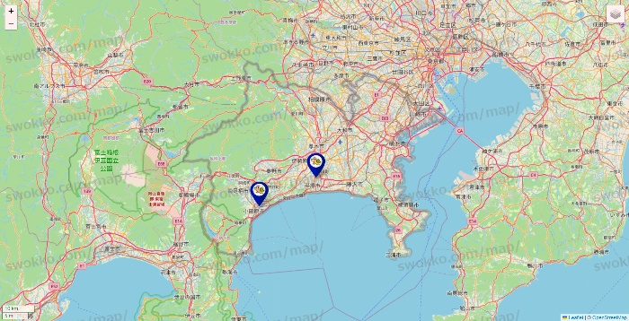 神奈川県のかめやの店舗地図