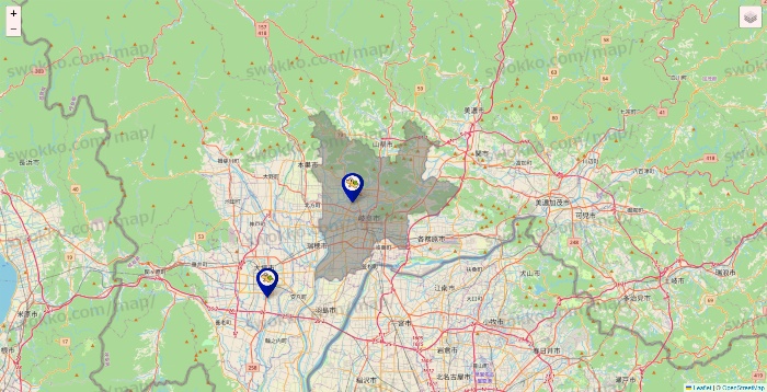 岐阜県のかめやの店舗地図