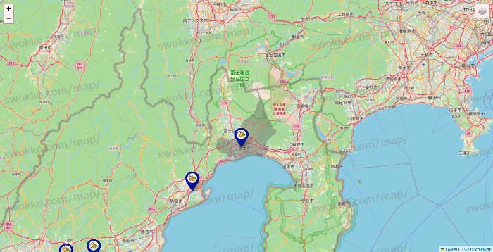 静岡県のかめやの店舗地図