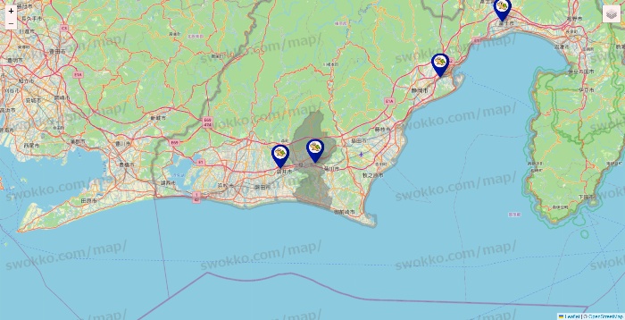 静岡県のかめやの店舗地図