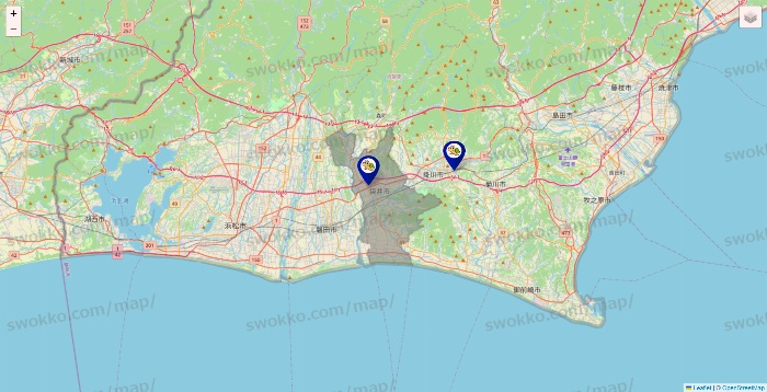 静岡県のかめやの店舗地図