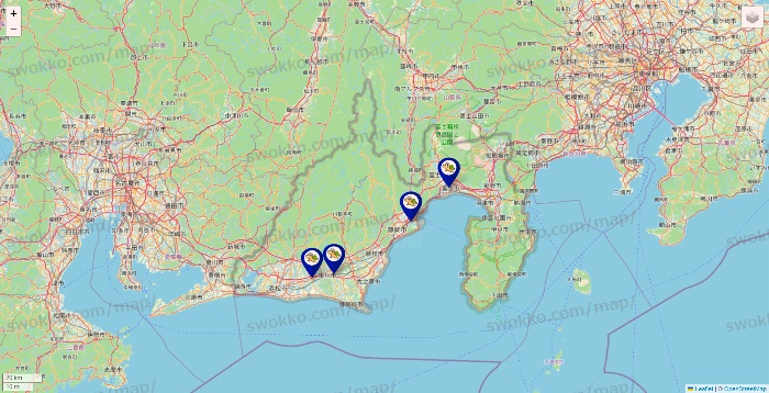 静岡県のかめやの店舗地図