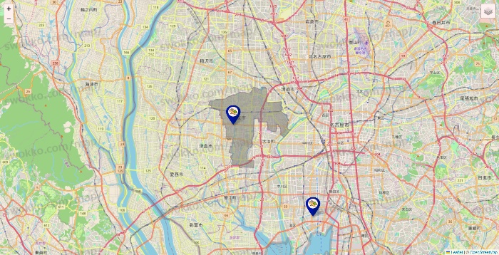愛知県のかめやの店舗地図