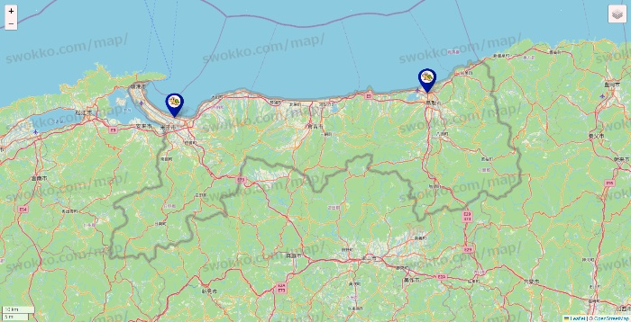 鳥取県のかめやの店舗地図