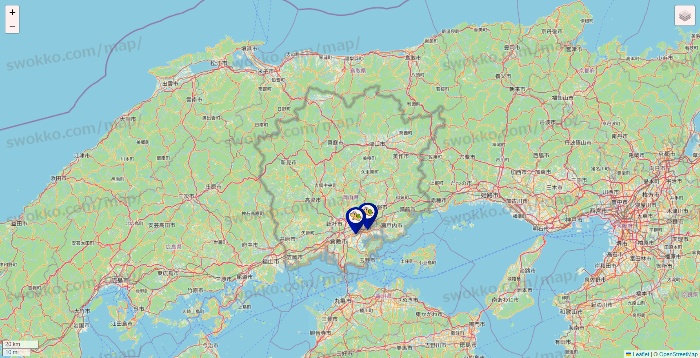 岡山県のかめやの店舗地図