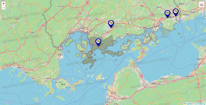 広島県のかめやの店舗地図
